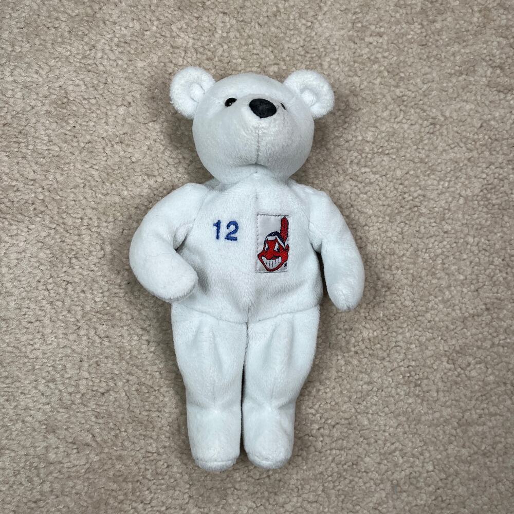 Vintage Roberto Alomar #12 Cleveland Indians MLB White Plush Bear Collectible
